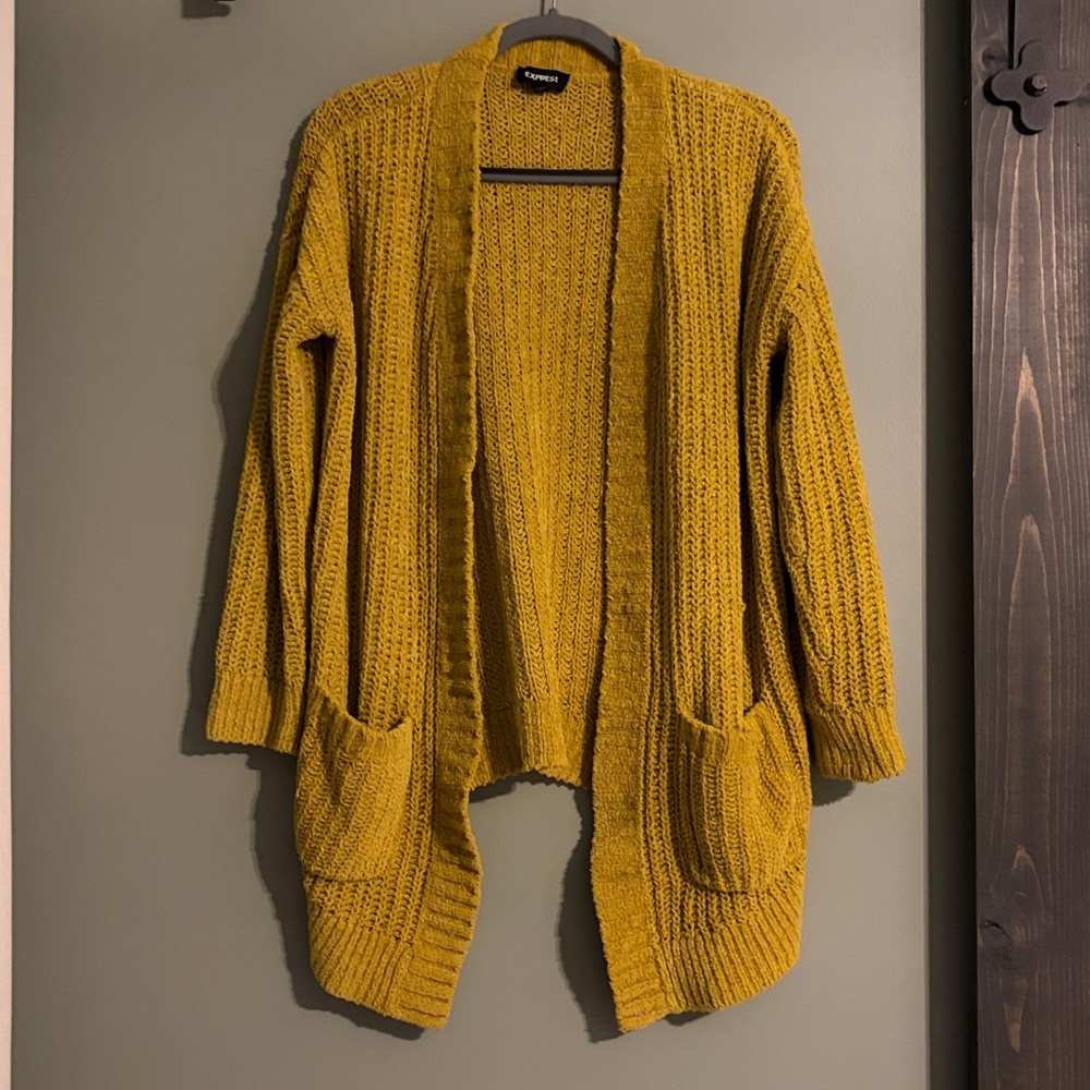 Express Mustard Knit oversized cardigan size small